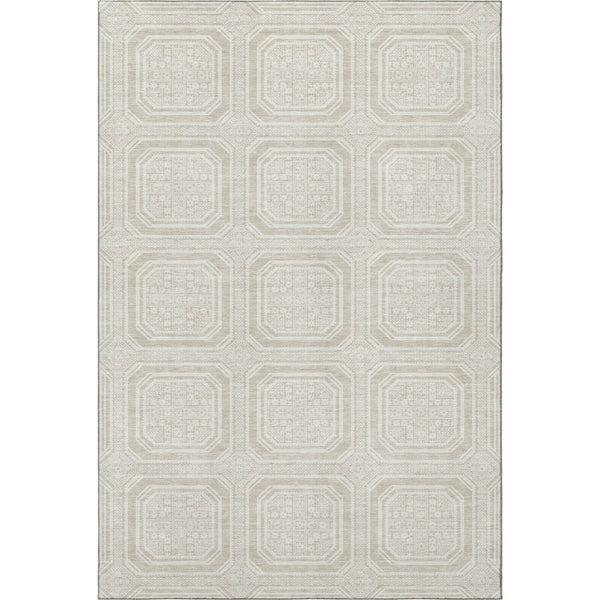 HomeRoots 9' X 12' Beige Ivory Taupe Geometric Washable Area Rug – Stylish, Durable, and Stain-Resistant Design! 693767