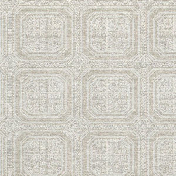 HomeRoots 10' Modern Geometric Beige Ivory Taupe Area Rug - Washable, UV-Protected & Stain-Resistant Design 693768
