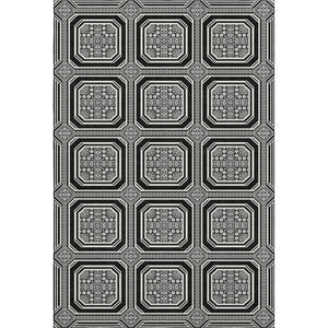 HomeRoots 8' Modern Black Ivory Gray Geometric Area Rug – Washable, UV-Protected, Stain-Resistant Design! 693772