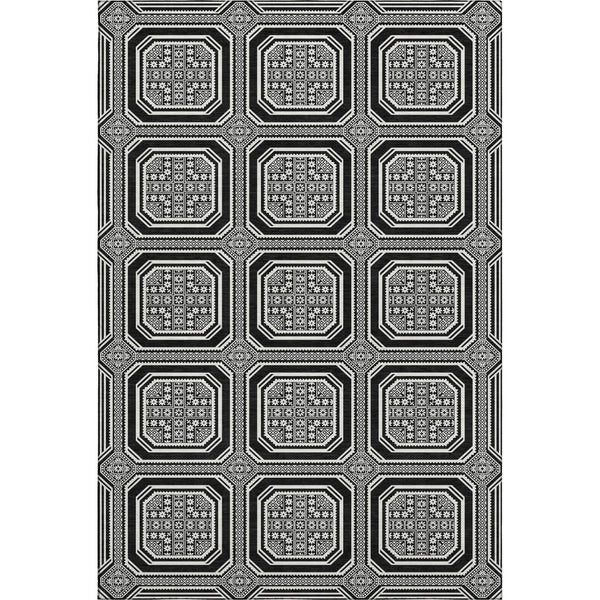 HomeRoots 8' Modern Black Ivory Gray Geometric Area Rug – Washable, UV-Protected, Stain-Resistant Design! 693772