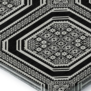 HomeRoots 10' Geometric Washable Area Rug in Black, Ivory & Gray - UV Protected, Durable & Stylish Design 693774