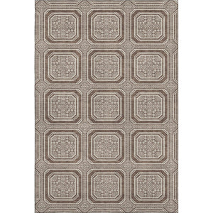 HomeRoots 9' X 12' Washable Geometric Area Rug in Brown, Beige & Taupe - UV Protected & Pet-Friendly Design 693779
