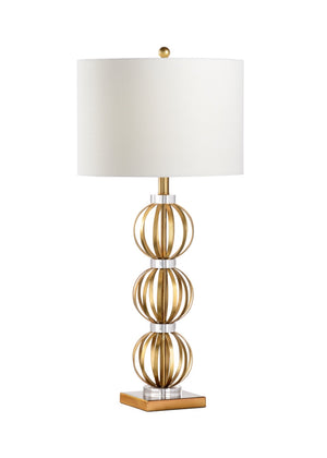 Chelsea House Chicago Metallic Gold Table Lamp With Crystal Accents, 32.5" Slim Transitional Accent Light For Rooms 69378
