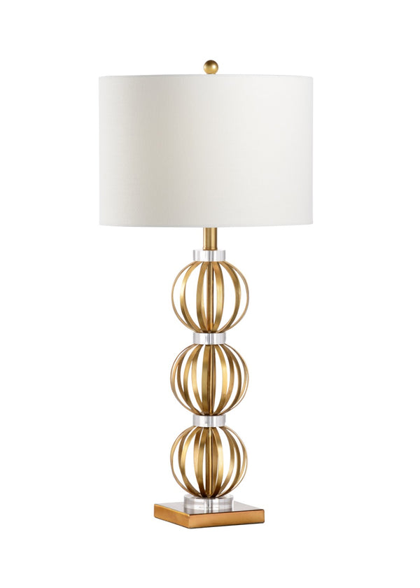 Chelsea House Chicago Metallic Gold Table Lamp With Crystal Accents, 32.5" Slim Transitional Accent Light For Rooms 69378