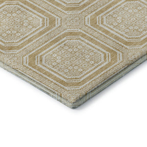 HomeRoots 5' X 8' Gold and Ivory Geometric Area Rug - Washable, UV Protected, Durable & Stylish Home Accent 693788