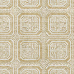 HomeRoots 5' X 8' Gold and Ivory Geometric Area Rug - Washable, UV Protected, Durable & Stylish Home Accent 693788