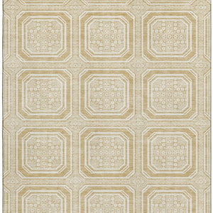 HomeRoots 5' X 8' Gold and Ivory Geometric Area Rug - Washable, UV Protected, Durable & Stylish Home Accent 693788