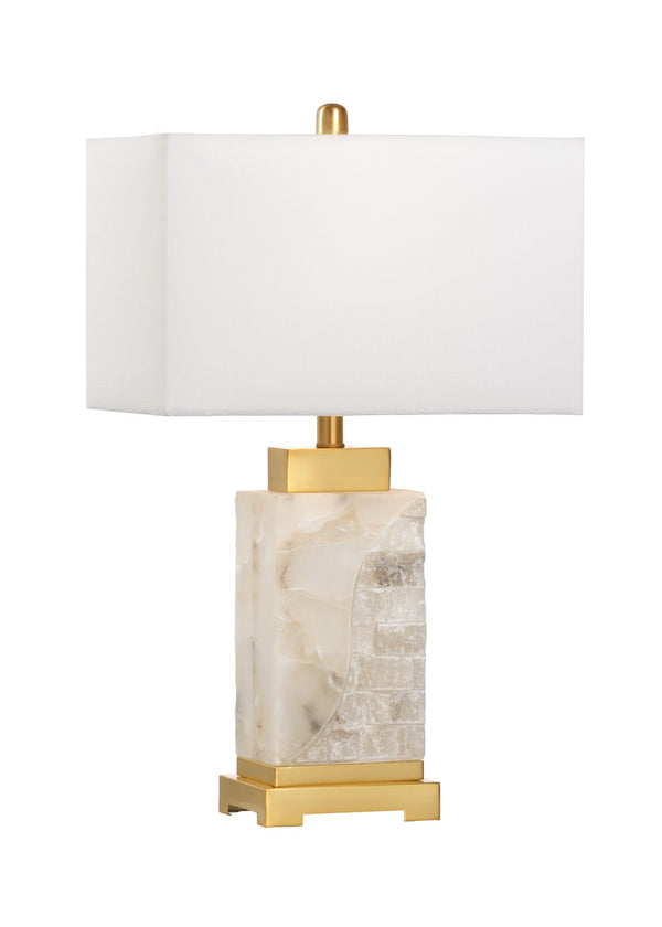 Chelsea House Park Place Lamp — Natural White Alabaster Shade With Antique Brass Iron Base, Warm Ambient Glow 69379