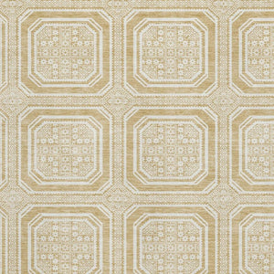 HomeRoots 8' Gold and Ivory Geometric Washable Area Rug – UV Protected, Stain-Resistant, Perfect for Busy Homes 693790