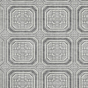 HomeRoots 5' X 8' Gray and Ivory Geometric Washable Area Rug – UV Protected, Stain Resistant, Non-Slip Design 693794