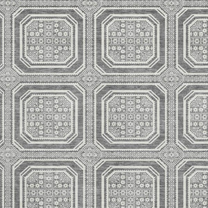 HomeRoots 9' X 12' Modern Gray and Ivory Geometric Area Rug - Washable, UV Protected, Non-Slip for High Traffic 693797