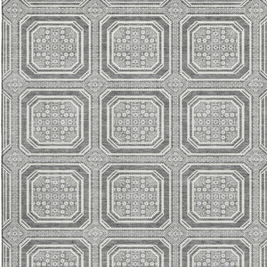 HomeRoots 9' X 12' Modern Gray and Ivory Geometric Area Rug - Washable, UV Protected, Non-Slip for High Traffic 693797