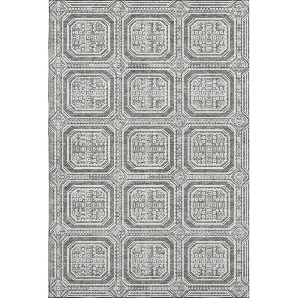 HomeRoots 10' X 14' Gray Geometric Washable Area Rug – Stain-Resistant, UV Protected, Ideal for Busy Homes! 693798