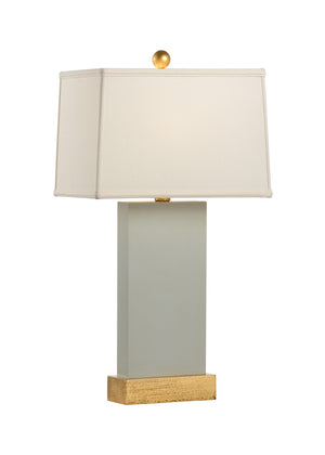 Chelsea House Satterfield Lamp — Warm Gray Lacquered Wood With Antique Gold Base, Transitional 28.5" Table Lamp 69380