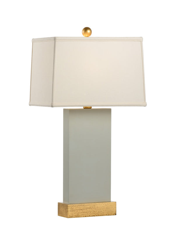Chelsea House Satterfield Lamp — Warm Gray Lacquered Wood With Antique Gold Base, Transitional 28.5" Table Lamp 69380