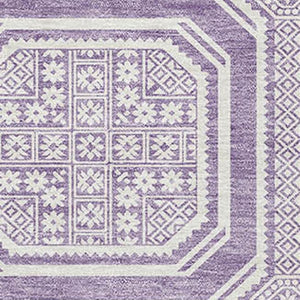 HomeRoots 10' X 14' Lavender Geometric Area Rug - Washable, UV-Protected, Durable for High-Traffic Homes 693804