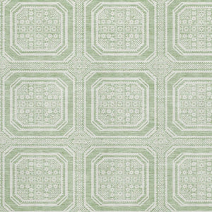 HomeRoots 5' X 8' Washable Mint Green & Ivory Geometric Area Rug with UV Protection - Stylish & Durable! 693806