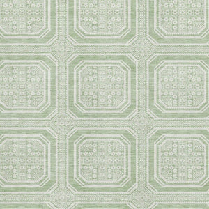 HomeRoots 8' Mint Green Geometric Washable Area Rug with UV Protection - Durable, Stylish, Pet-Friendly Design 693808