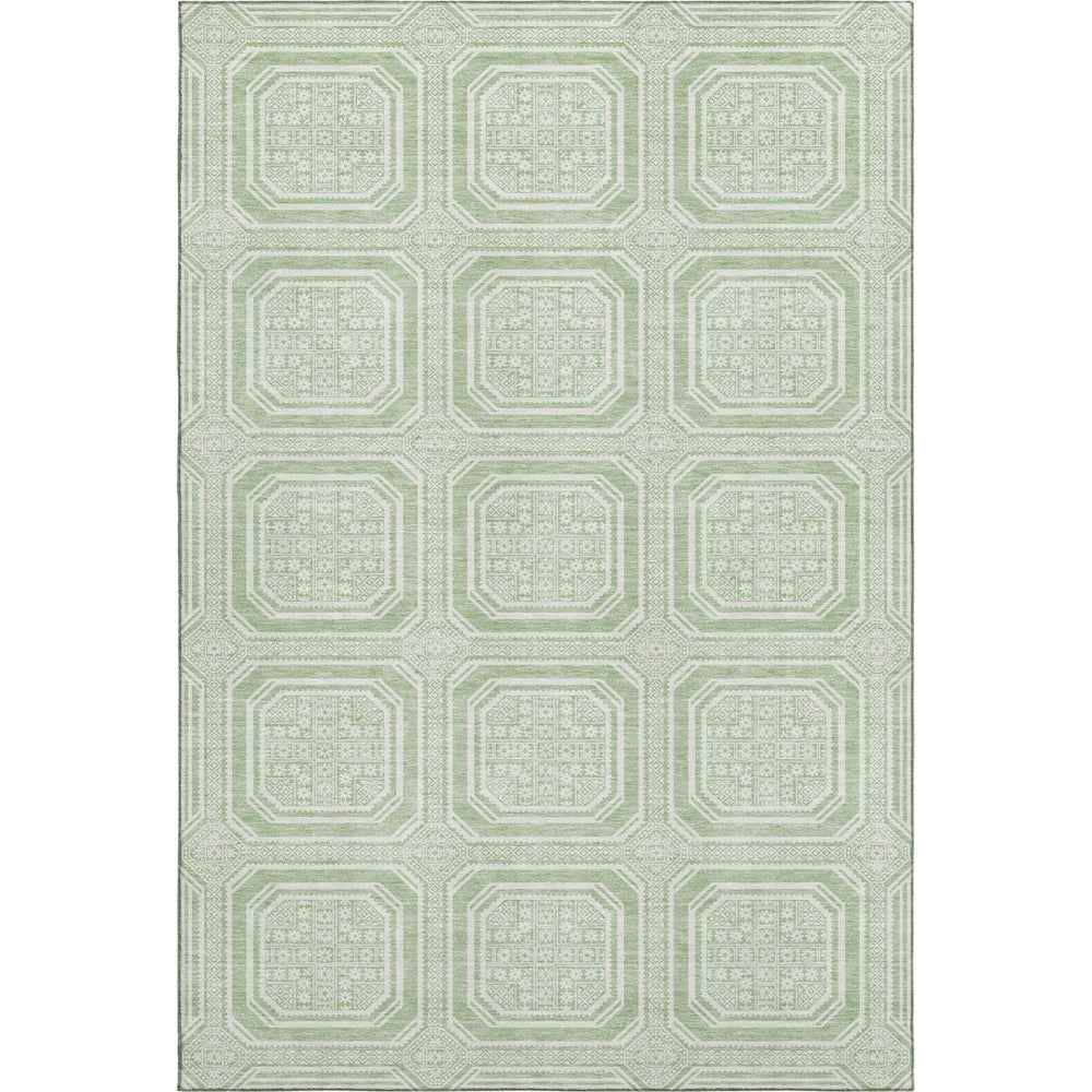 HomeRoots 10' X 14' Mint Green & Ivory Geometric Washable Area Rug – Durable, Stylish, UV Protected & Non-Slip! 693810