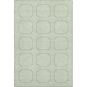 HomeRoots 10' X 14' Mint Green & Ivory Geometric Washable Area Rug – Durable, Stylish, UV Protected & Non-Slip! 693810