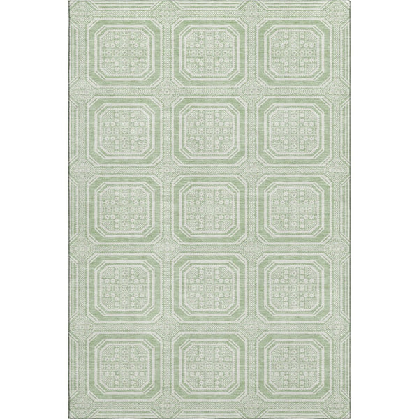 HomeRoots 10' X 14' Mint Green & Ivory Geometric Washable Area Rug – Durable, Stylish, UV Protected & Non-Slip! 693810