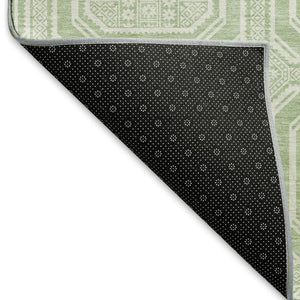 HomeRoots 10' X 14' Mint Green & Ivory Geometric Washable Area Rug – Durable, Stylish, UV Protected & Non-Slip! 693810