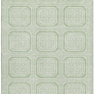 HomeRoots 10' X 14' Mint Green & Ivory Geometric Washable Area Rug – Durable, Stylish, UV Protected & Non-Slip! 693810