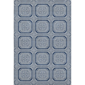 HomeRoots 9' X 12' Navy Blue Geometric Area Rug – Washable, UV Protected, Durable, Ideal for Families & Pets 693815