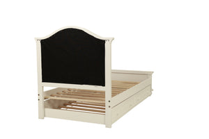 English Elm Contemporary Twin Bed with Trundle and Tufted Upholstered Headboard, Sturdy Slats, Kids Bedroom Furniture Pink,White 83 L x 12 W x 9 H B011S02033