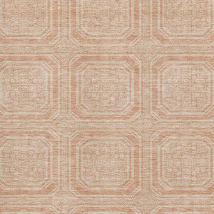 HomeRoots 5' X 8' Stylish Peach and Ivory Geometric Area Rug - Washable, UV Protected, Kid & Pet Friendly! 693818