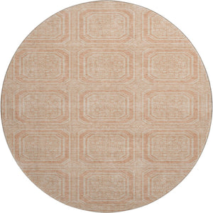 HomeRoots 8' X 8' Peach & Ivory Geometric Round Rug - Washable, UV Protected, Durable for Kids & Pets! 693819