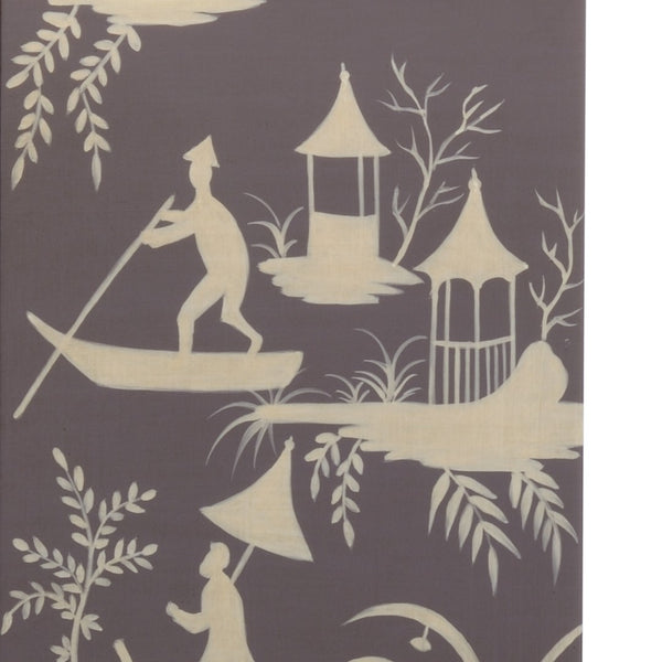 Chelsea House Chinoiserie Hand-Painted Plum Lacquer Panel Lamp With Antique Gold Accents For Elegant Spaces 69382