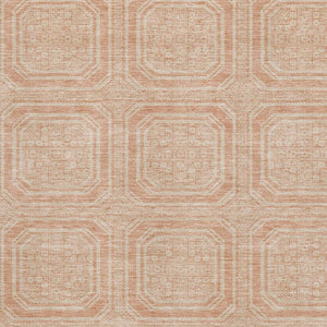 HomeRoots 9' X 12' Peach and Ivory Geometric Area Rug - Washable, UV-Protected, Modern Style for Homes 693821