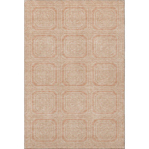 HomeRoots 9' X 12' Peach and Ivory Geometric Area Rug - Washable, UV-Protected, Modern Style for Homes 693821