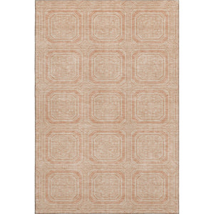 HomeRoots 10' X 14' Peach and Ivory Geometric Area Rug – Durable, Washable, UV-Protected for Busy Homes! 693822