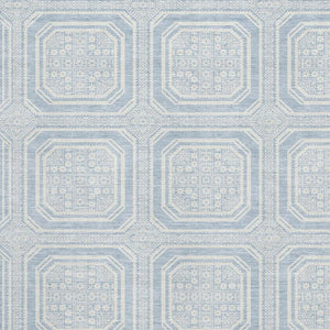 HomeRoots 5' X 8' Sky Blue & Ivory Geometric Area Rug - Washable, UV Protected, Perfect for Homes with Kids & Pets! 693830