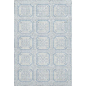 HomeRoots 8' Sky Blue & Ivory Geometric Area Rug - Durable, Stain-Resistant, UV-Protected, Non-Slip Design 693832