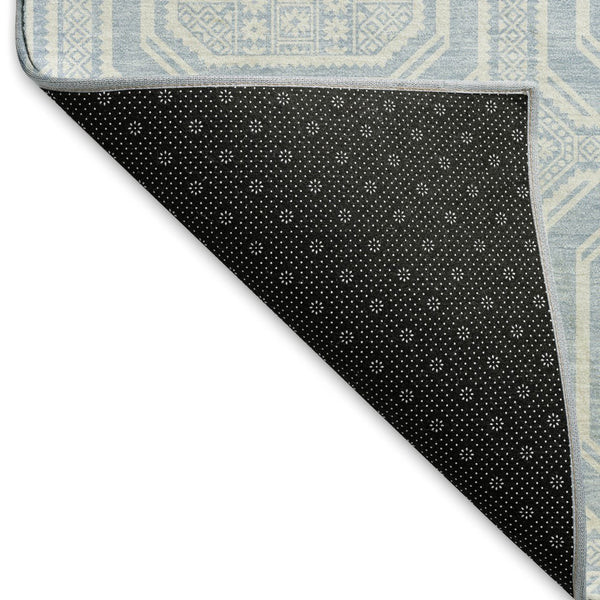 HomeRoots 8' Sky Blue & Ivory Geometric Area Rug - Durable, Stain-Resistant, UV-Protected, Non-Slip Design 693832