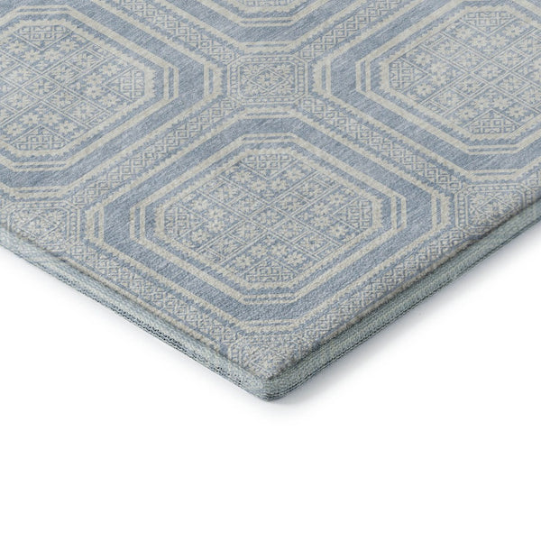 HomeRoots 8' Sky Blue & Ivory Geometric Area Rug - Durable, Stain-Resistant, UV-Protected, Non-Slip Design 693832
