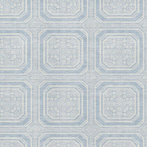 HomeRoots 9' X 12' Sky Blue & Ivory Geometric Washable Area Rug - Durable, UV Protected & Easy-Care Solution 693833