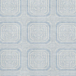 HomeRoots 10' x 14' Sky Blue & Ivory Geometric Area Rug - Washable, UV Protected, Durable for Homes with Kids & Pets 693834