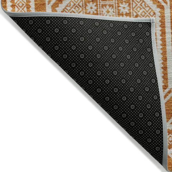 HomeRoots 8' Terra Cotta Geometric Area Rug - Washable, UV-Protected, Durable & Stylish for Busy Homes 693844