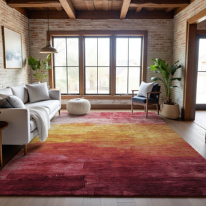 HomeRoots 5' X 8' Washable Blush Orange & Pink Striped Area Rug with UV Protection - Durable & Non-Slip Backing 693848
