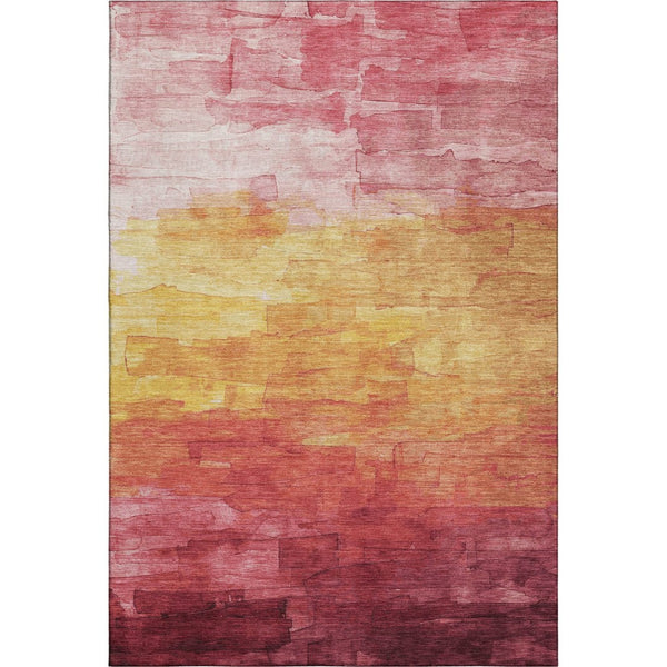HomeRoots 8' Blush Orange & Pink Striped Washable Area Rug - Durable, UV-Protected, Kid & Pet Friendly Design 693850