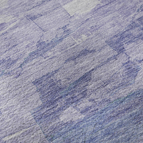 HomeRoots 8' Denim Blue, Lavender & Sky Blue Striped Round Rug - Washable, UV Protected & Stain Resistant! 693855