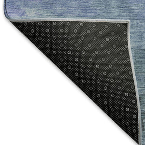 HomeRoots 8' Coastal-Inspired Denim Blue Striped Area Rug with UV Protection - Durable, Stain Resistant, Easy Care 693856