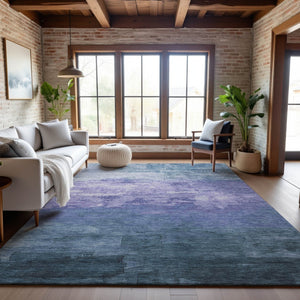 HomeRoots 8' Coastal-Inspired Denim Blue Striped Area Rug with UV Protection - Durable, Stain Resistant, Easy Care 693856