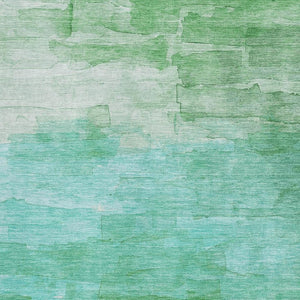 HomeRoots 5' X 8' Washable Green and Teal Striped Area Rug with UV Protection - Perfect for Homes & Patios! 693860
