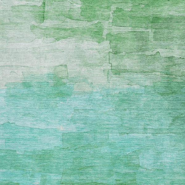 HomeRoots 5' X 8' Washable Green and Teal Striped Area Rug with UV Protection - Perfect for Homes & Patios! 693860