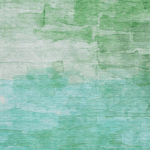 HomeRoots 8' Green And Teal Striped Washable Area Rug - Durable, UV Protected, Perfect for Family Homes! 693862